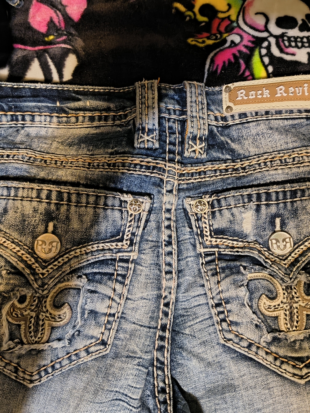 Rock Revival Women's Light Blue Distressed Embroidered Back-Pocket Jeans